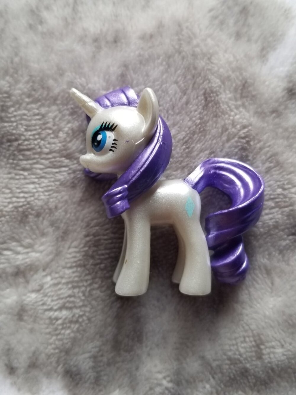 My Little Pony Figure Rarity White Purple Metallic Chrome Figurine Mini MLP G4